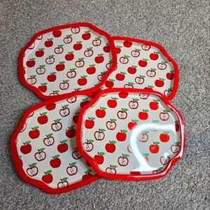Vintage Tin Small Apple Serving Plates Set of 4